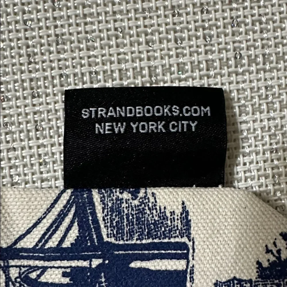 Strand Books Ivory Navy Canvas Toile NY City Print Essential Pencil Travel Case